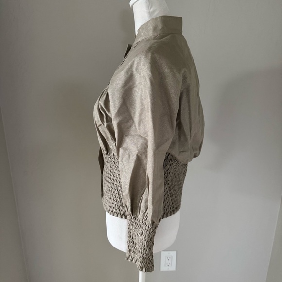 Laundry by Shelli Segal Metallic Smocked Jacket‎ - Picture 5 of 13